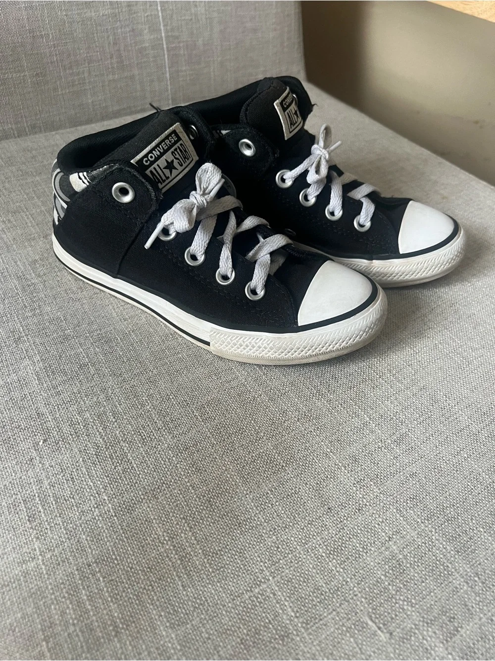 Converse Black/White Camo Sneakers, boys/kids 1, mid top streetwear school